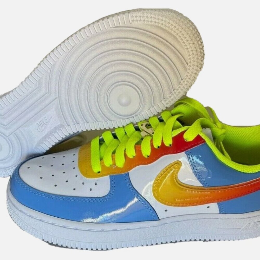CUSTOM Nike Air Force 1 Low ID Patent Leather Blue White Gradient Sunset